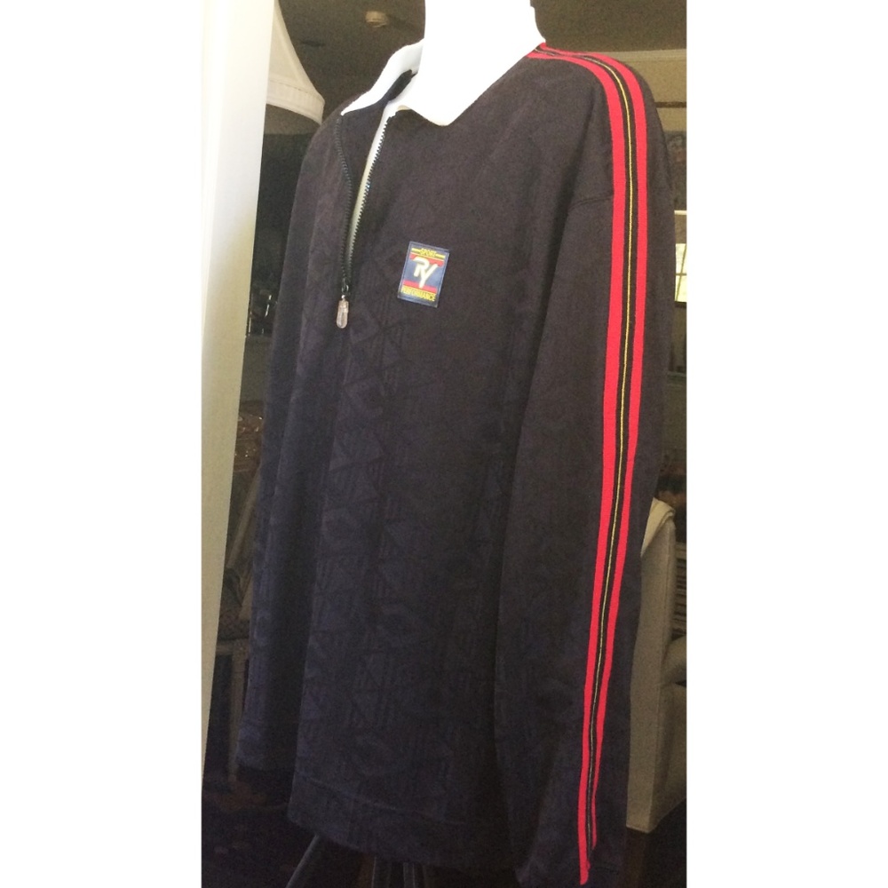 RY Sport Men's 1/4 Zip Shirt XL Black White Red